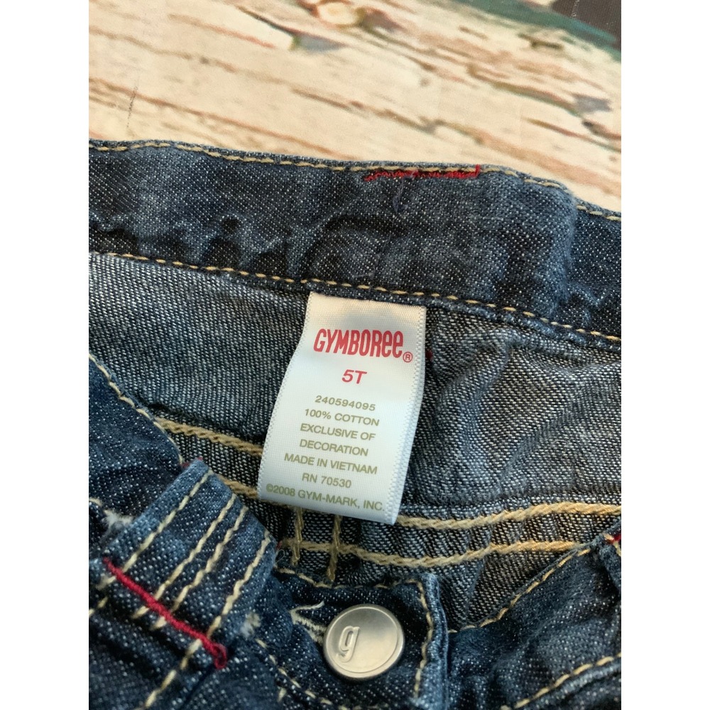 Gymboree Girls 5T Dark Wash Denim Jeans Heart Embroidered Straight Leg - Picture 2 of 3